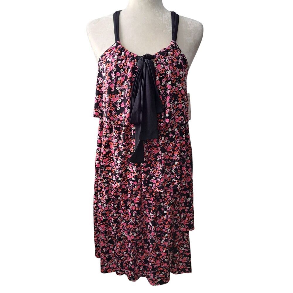 Allen B. Schwartz Y2K Floral Multi Color Teared Halter Dress Sleeveless S